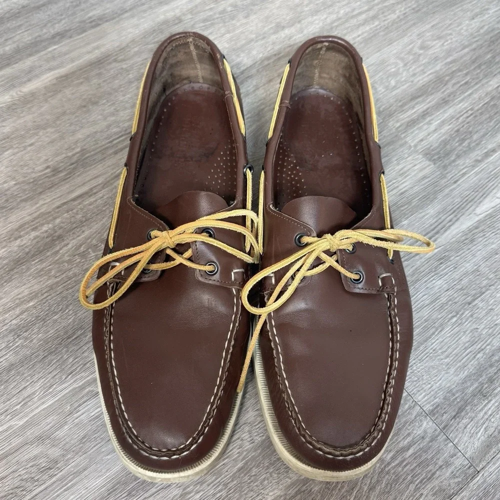 Sebago Docksides Boat Shoes Mens Size 15 M Waxed Brown Leather Preppy Nautical
